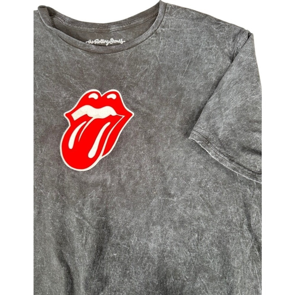 Rolling Stones T-Shirt Mens Large Graphic Band Tee‎ Rock N Roll Black Acid Wash